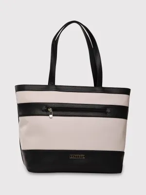 Caprese Marciano Medium Striped Black Tote Bag
