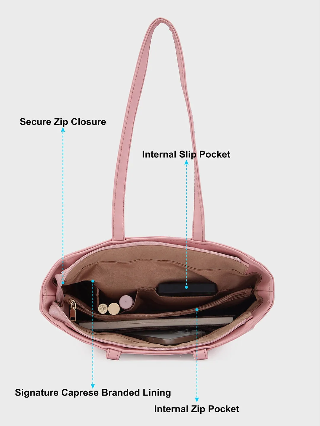 Caprese Meraki Medium Blush Tote Bag