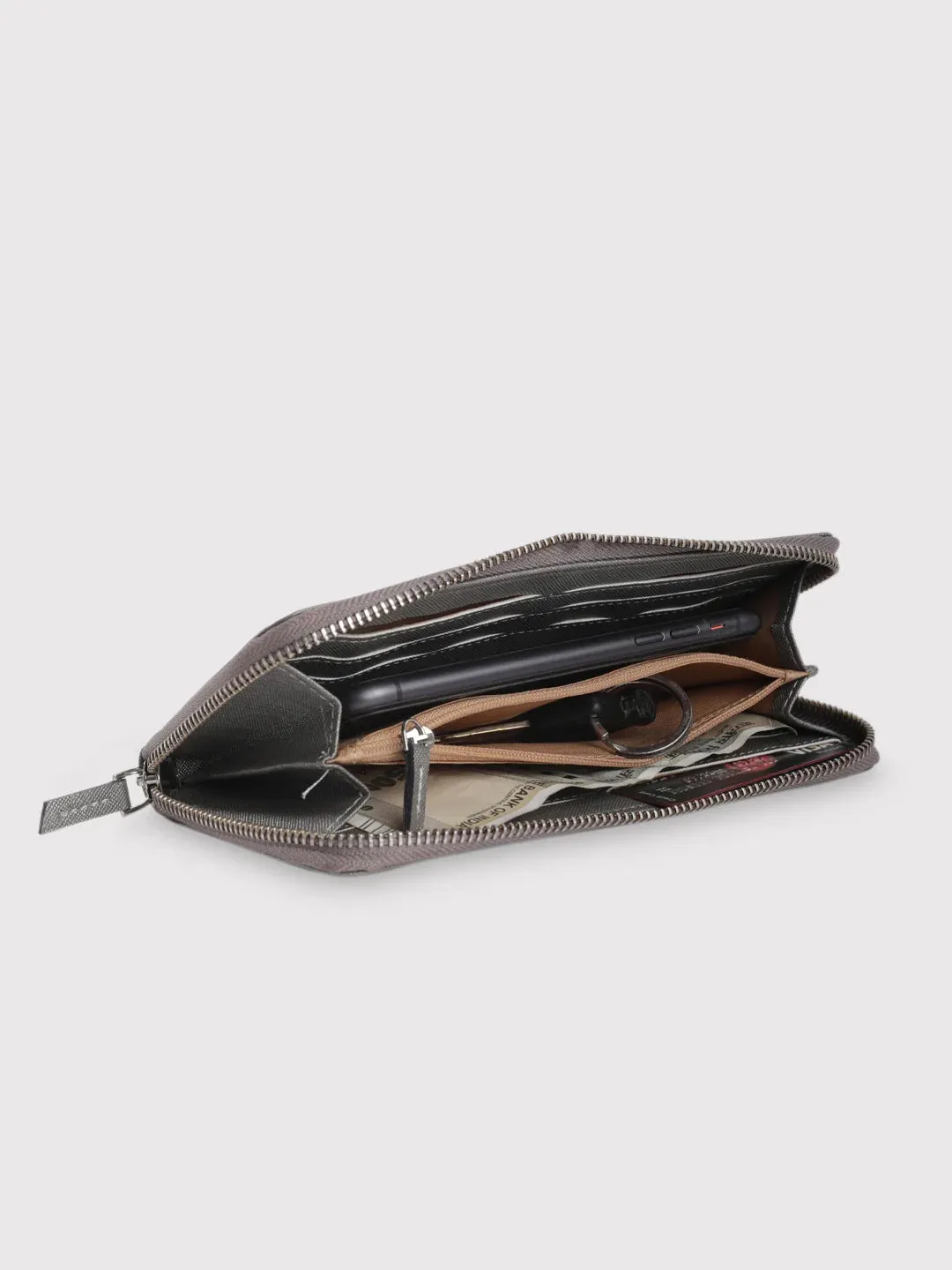Caprese Mia Large Gunmetal Zip Around Wallet