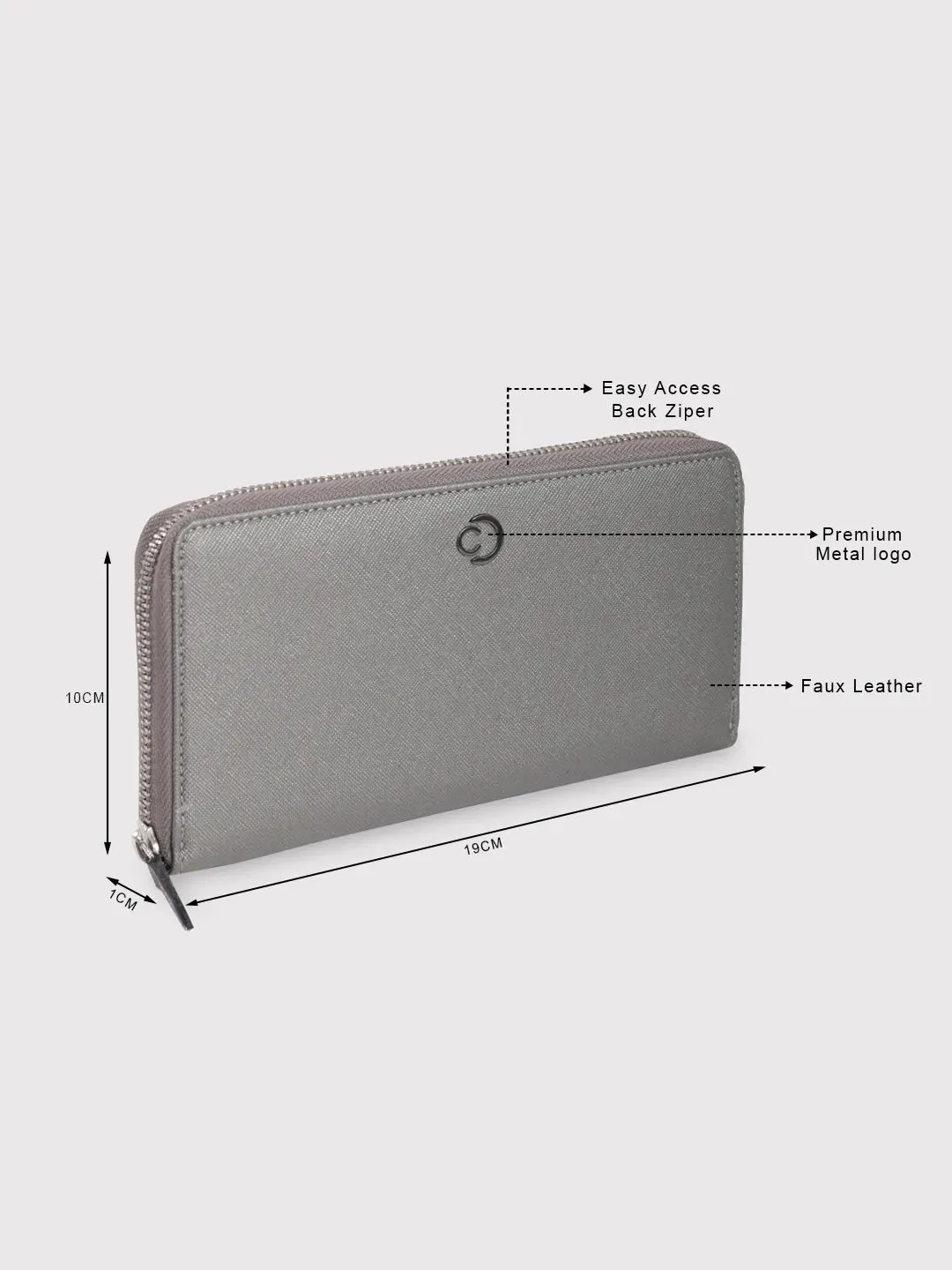 Caprese Mia Large Gunmetal Zip Around Wallet