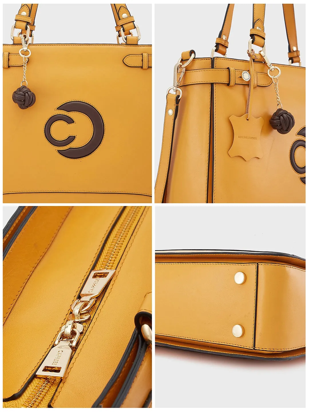 Caprese Minimal Formal Large Yellow Tote Bag