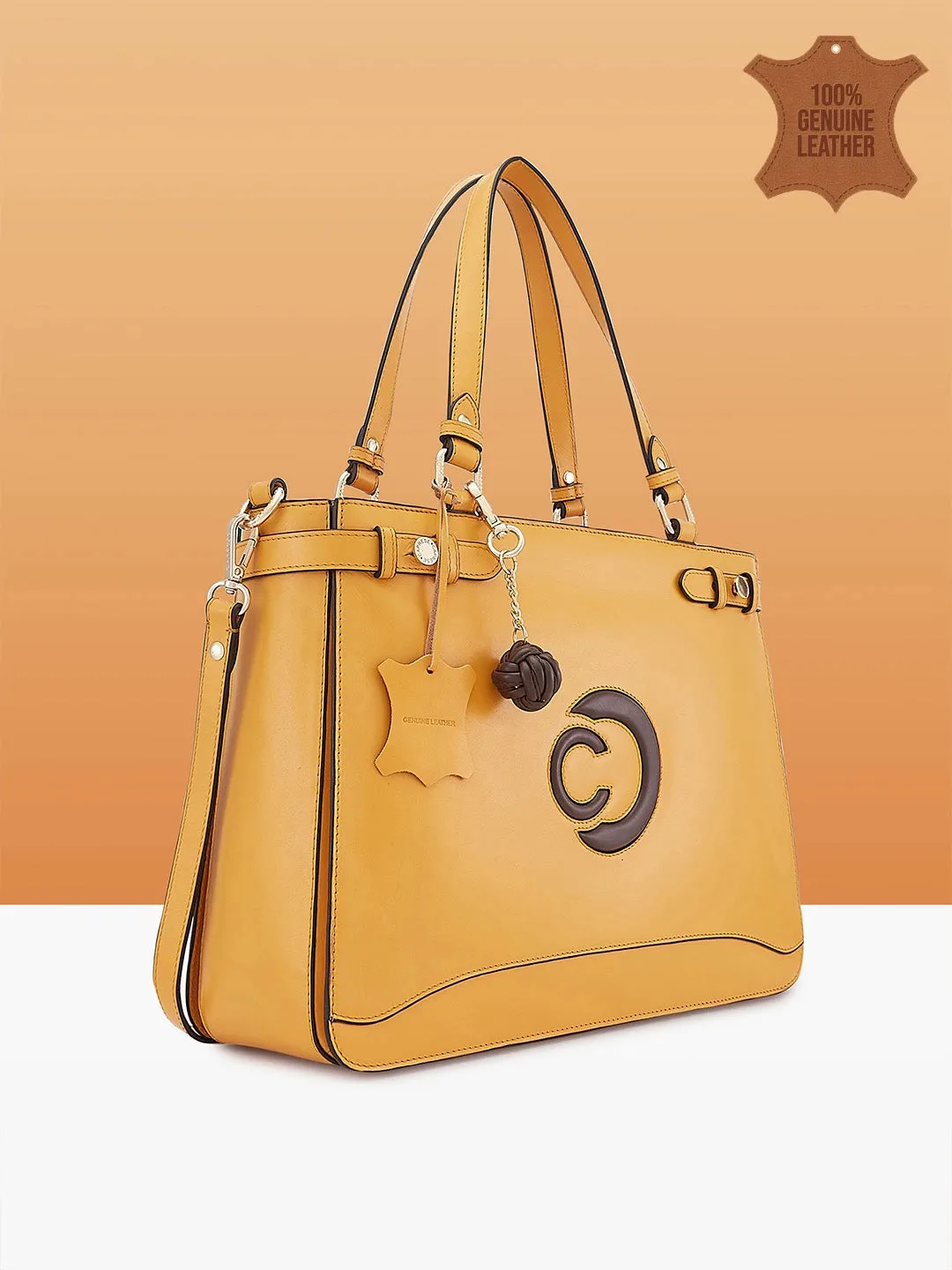 Caprese Minimal Formal Large Yellow Tote Bag