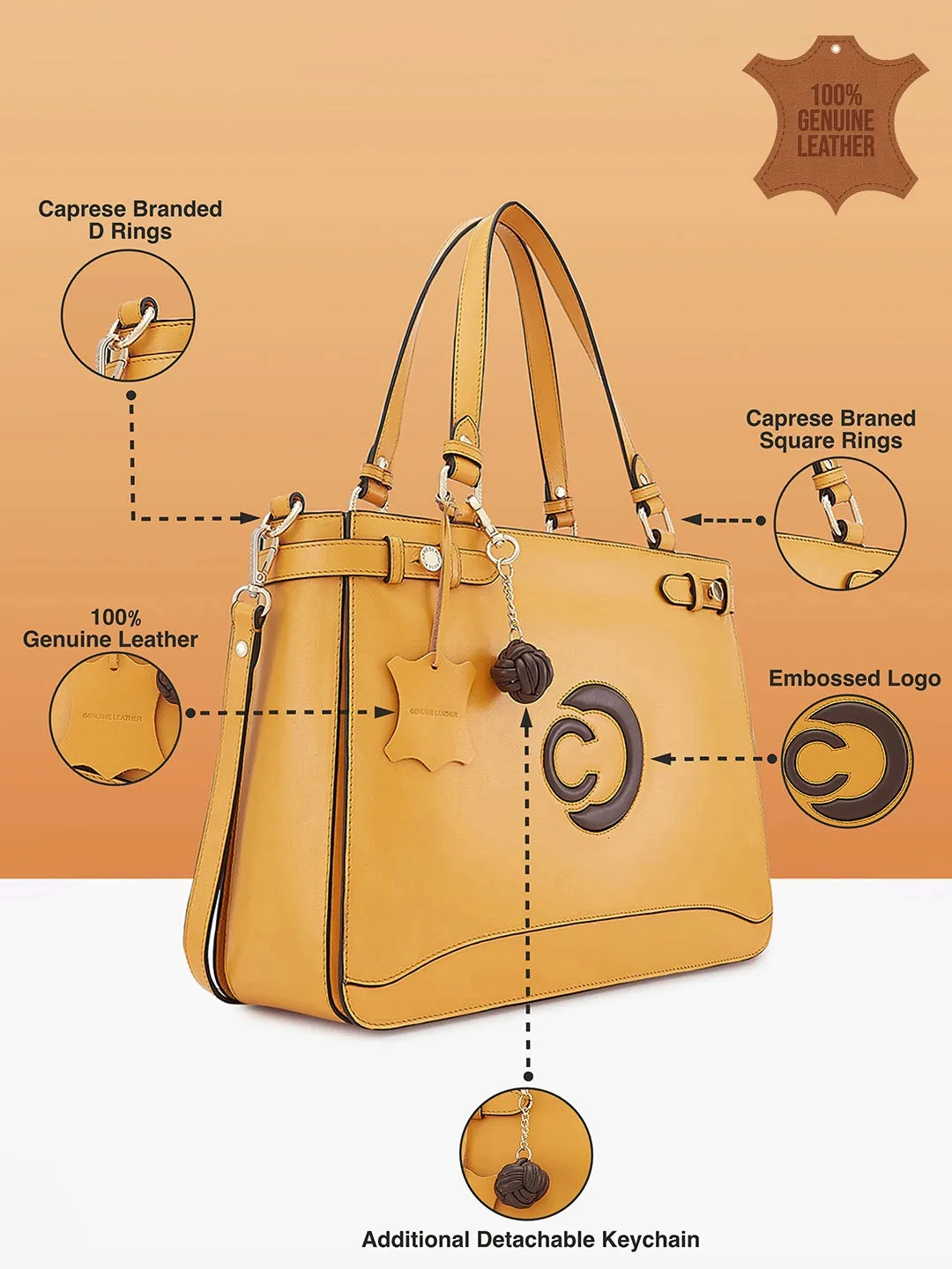 Caprese Minimal Formal Large Yellow Tote Bag