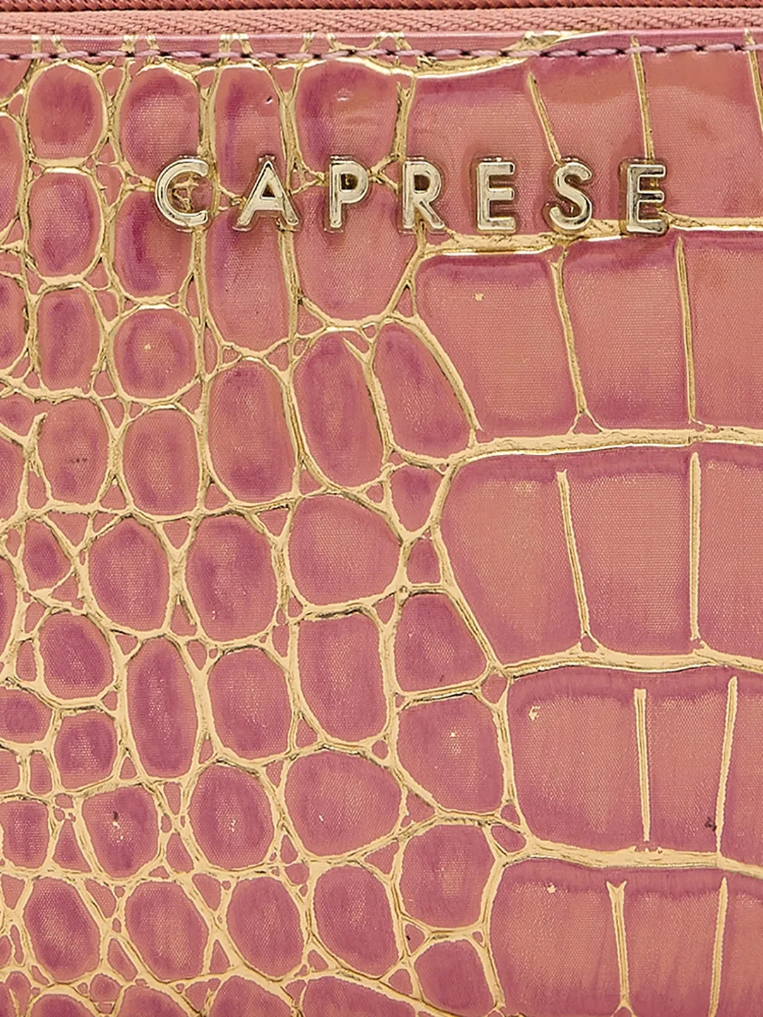 Caprese Miranda Large Pink Croco Zip Around Wallet