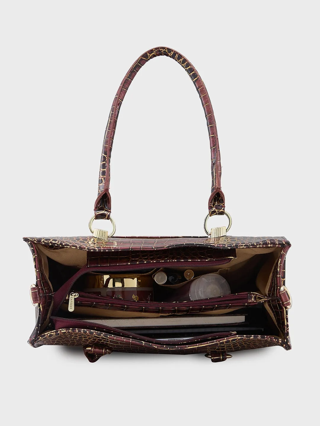 Caprese Miranda Medium Croco Burgundy Tote Bag