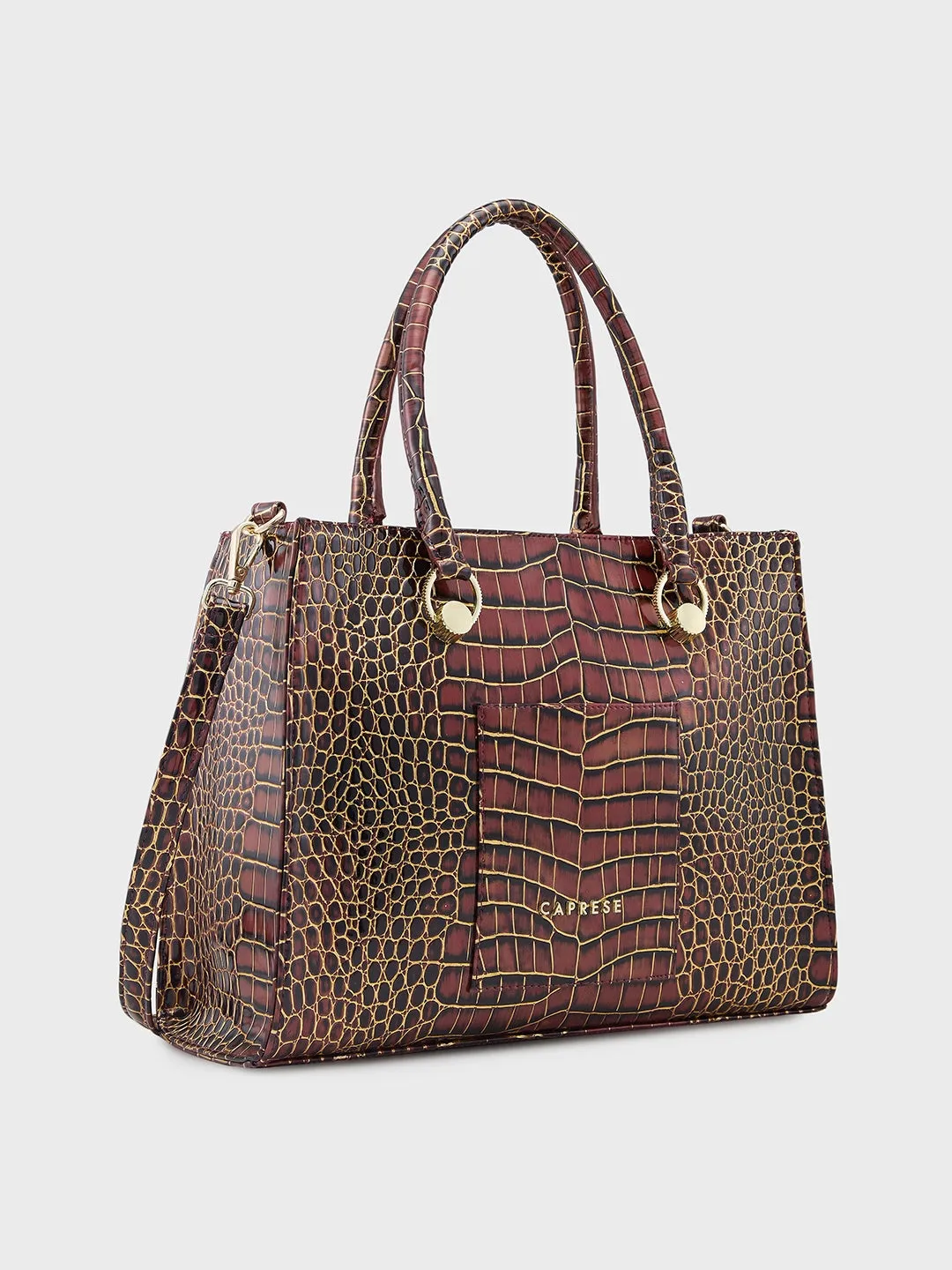 Caprese Miranda Medium Croco Burgundy Tote Bag