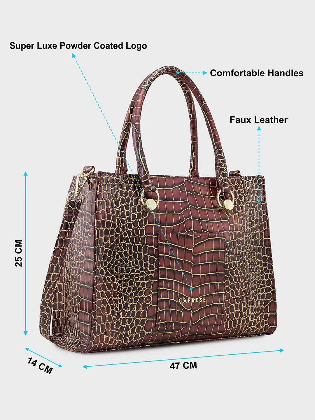 Caprese Miranda Medium Croco Burgundy Tote Bag
