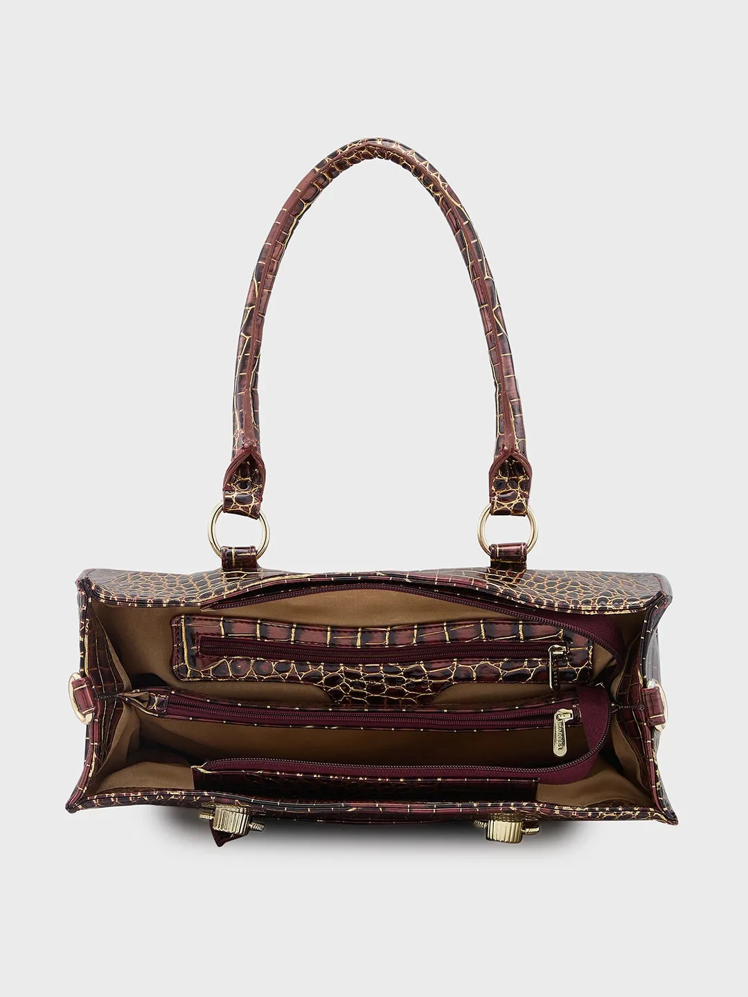 Caprese Miranda Medium Croco Burgundy Tote Bag