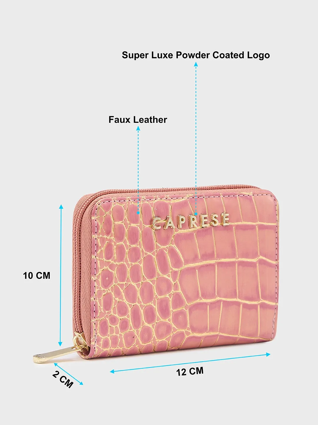 Caprese Miranda Small Croco Pink Zip Around Wallet