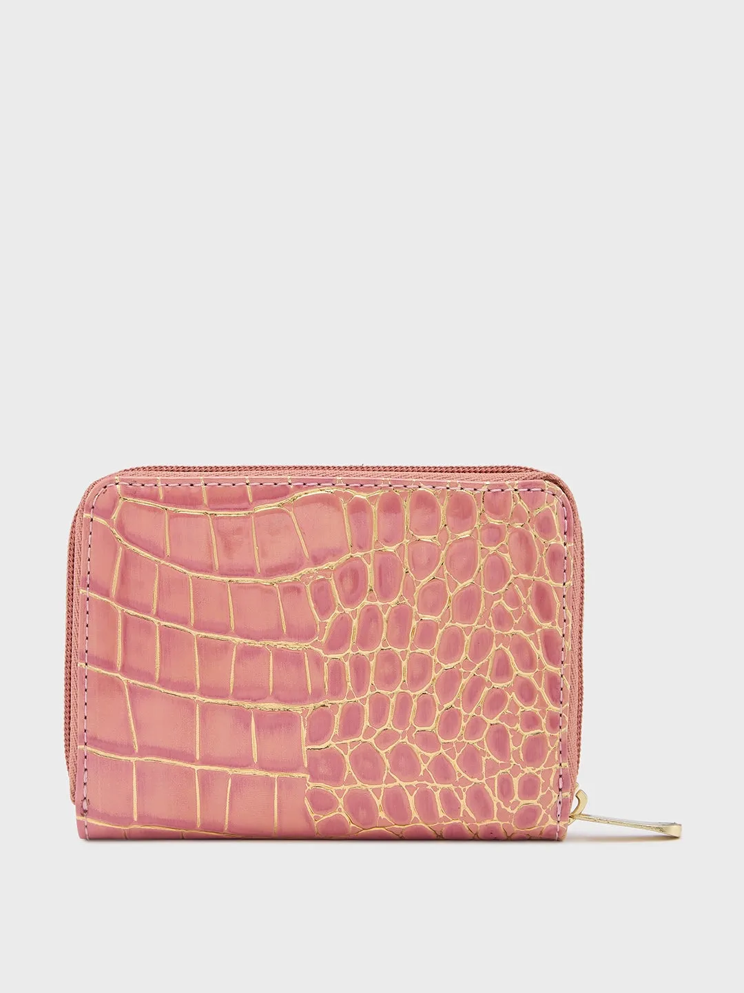 Caprese Miranda Small Croco Pink Zip Around Wallet