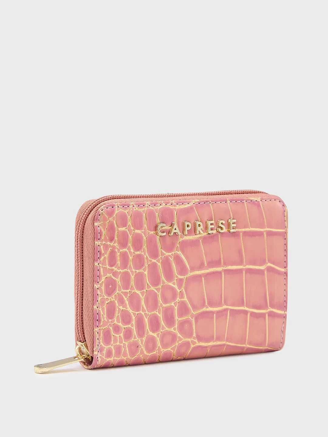 Caprese Miranda Small Croco Pink Zip Around Wallet