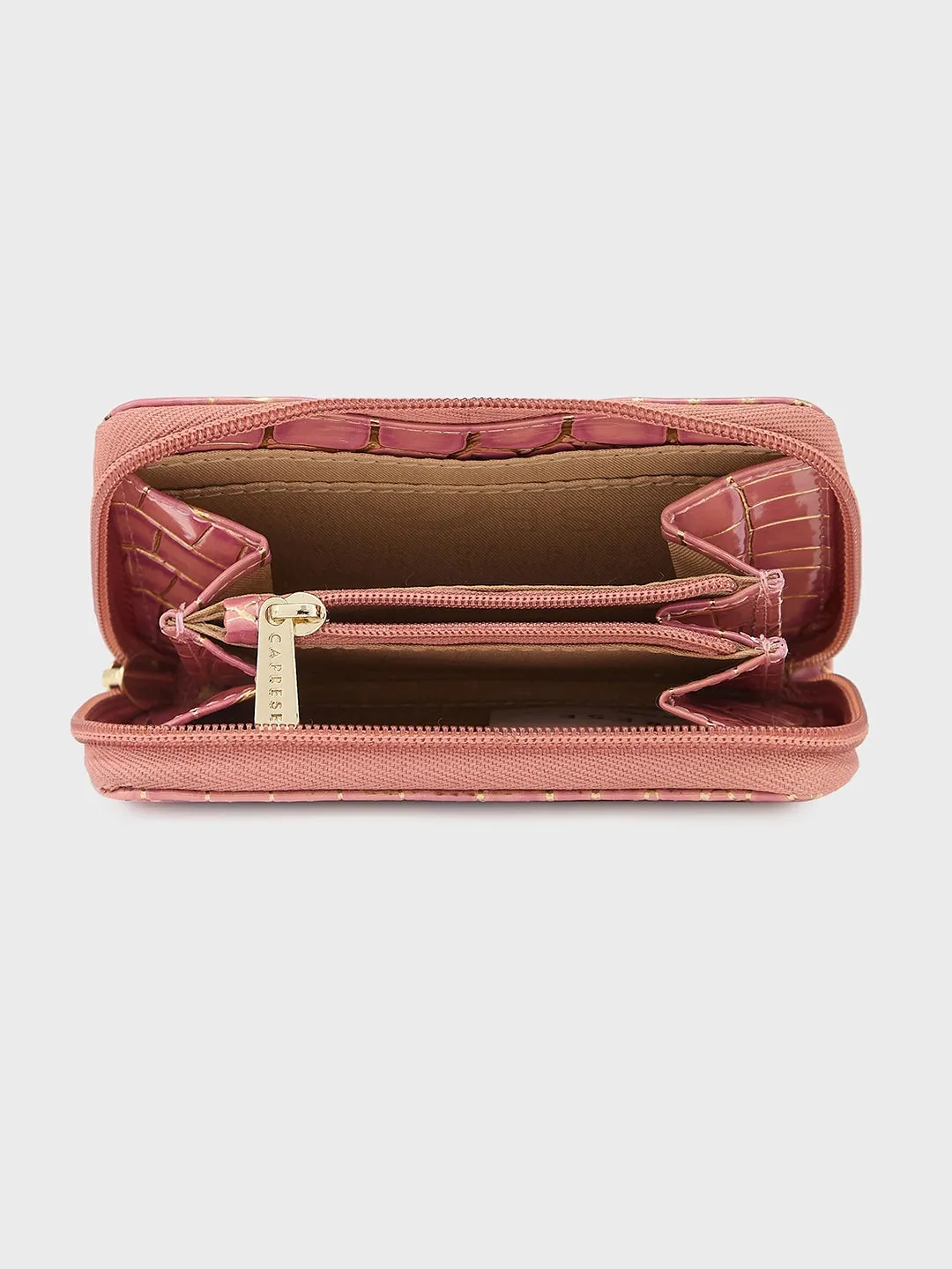 Caprese Miranda Small Croco Pink Zip Around Wallet