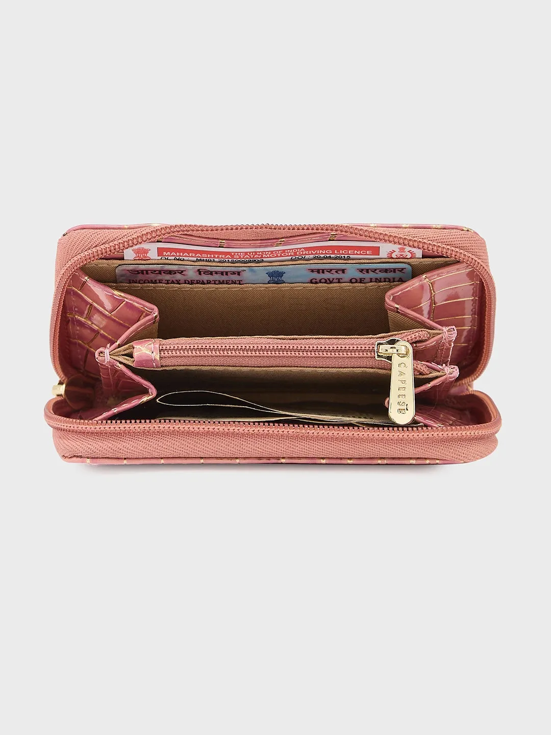 Caprese Miranda Small Croco Pink Zip Around Wallet