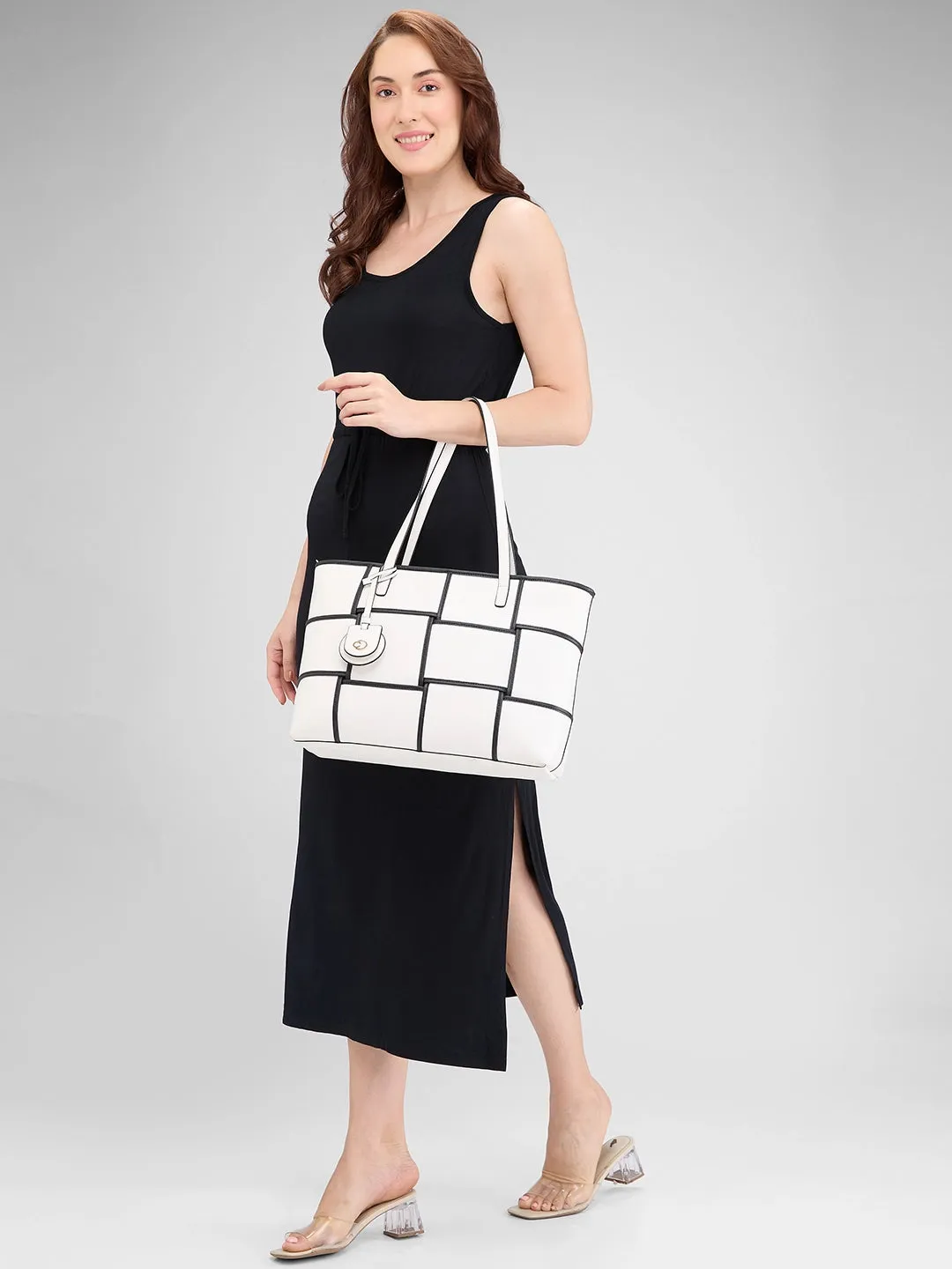 Caprese Modica Medium White Tote Bag