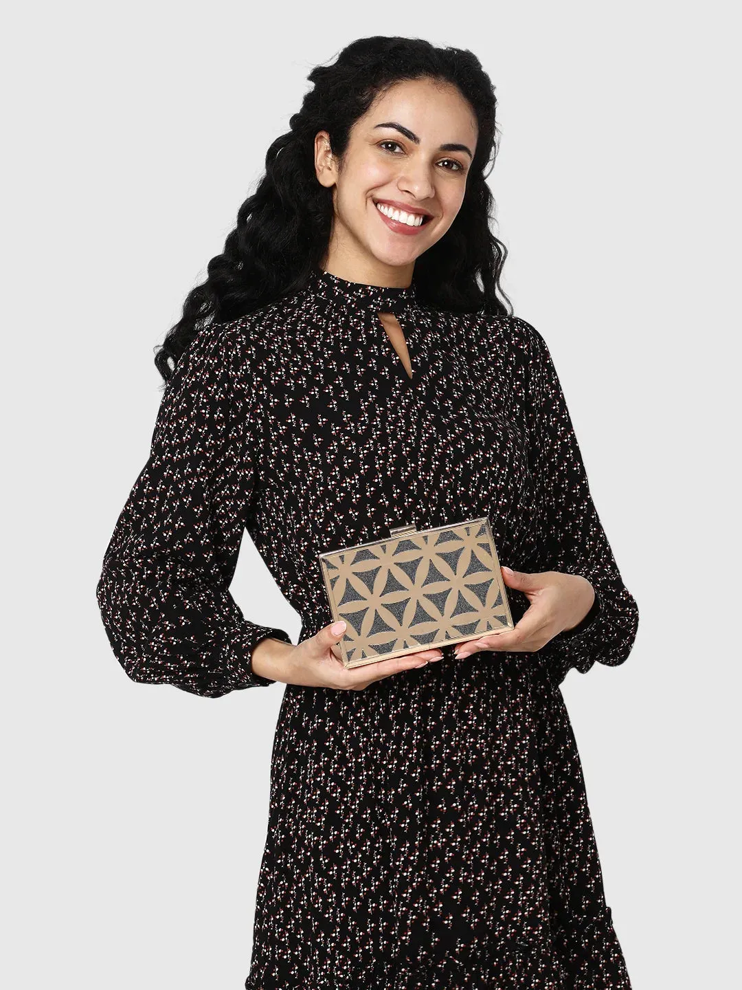 Caprese Party Junie Small Gunmetal Clutch