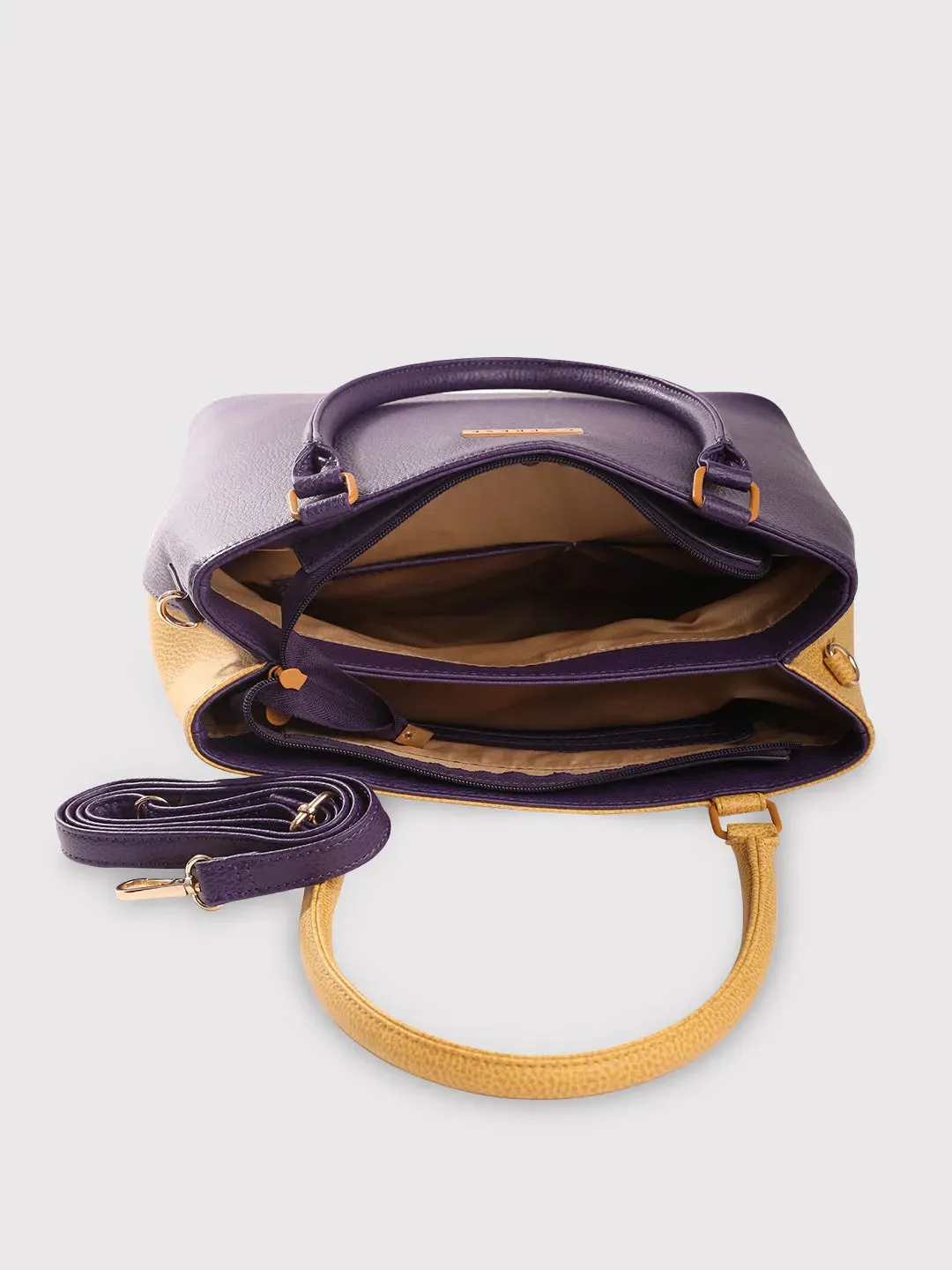 Caprese Pebble Medium Grape Yellow Tote Bag