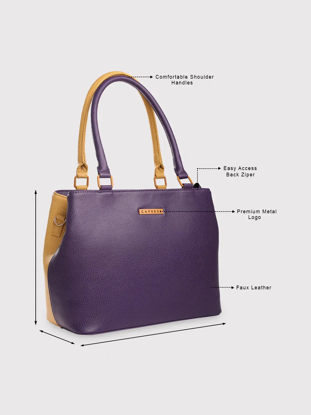 Caprese Pebble Medium Grape Yellow Tote Bag