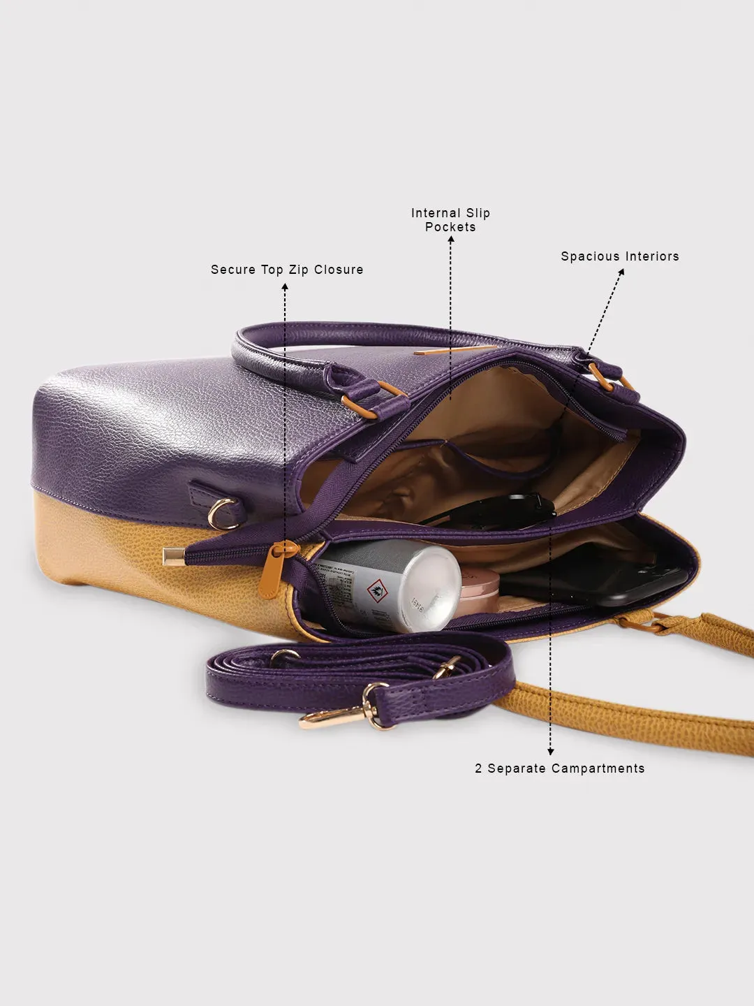 Caprese Pebble Medium Grape Yellow Tote Bag