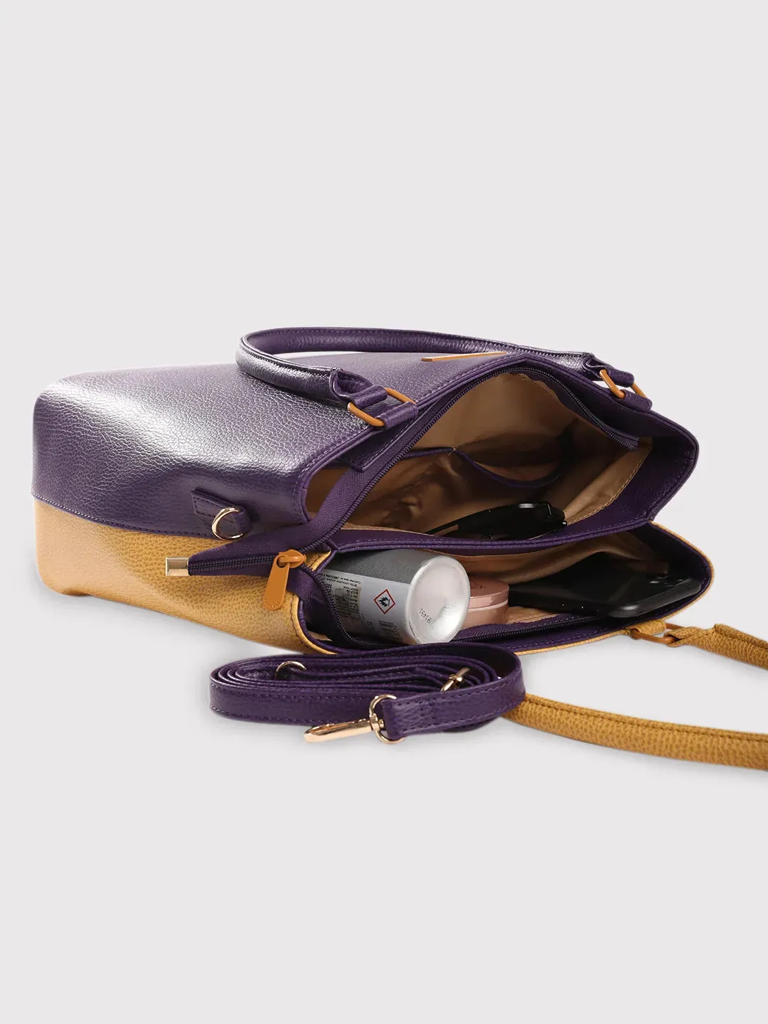 Caprese Pebble Medium Grape Yellow Tote Bag