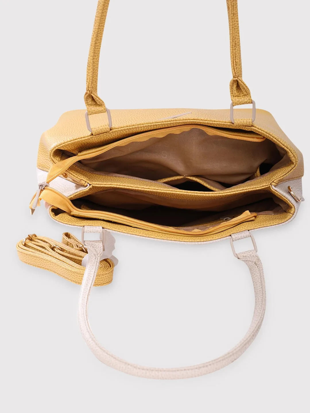 Caprese Pebble Medium Yellow Beige Tote Bag