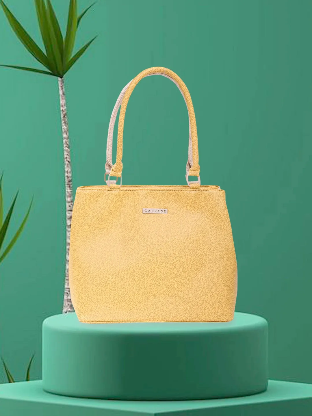 Caprese Pebble Medium Yellow Beige Tote Bag