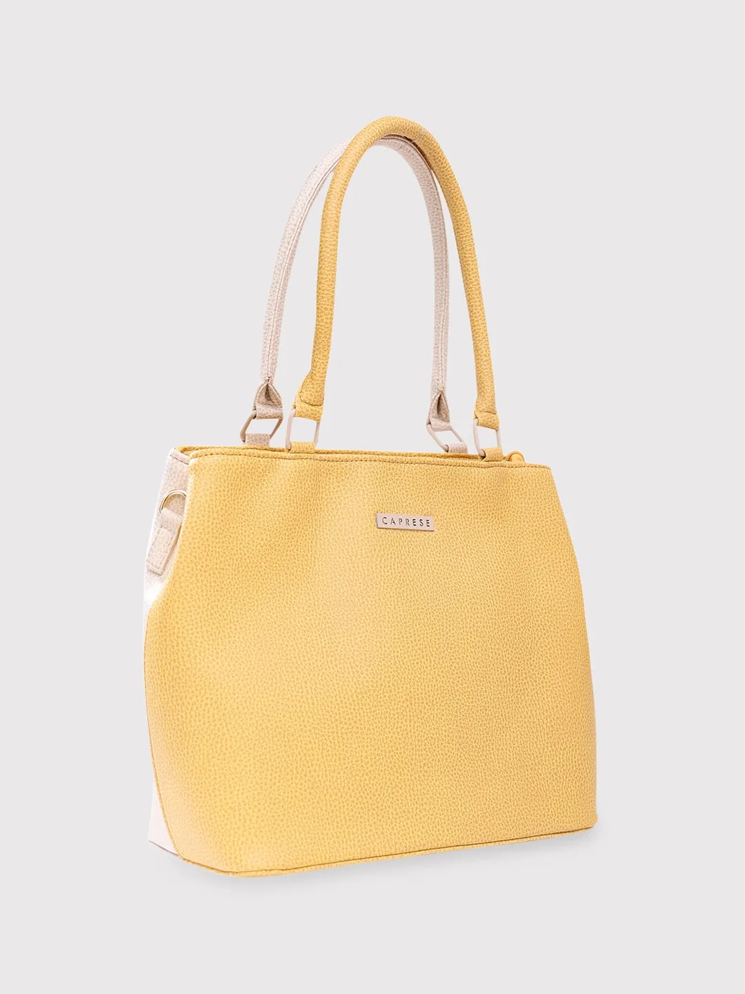 Caprese Pebble Medium Yellow Beige Tote Bag