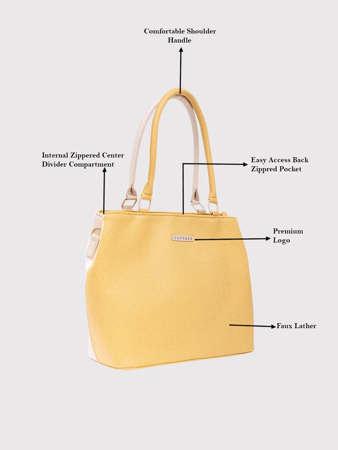 Caprese Pebble Medium Yellow Beige Tote Bag