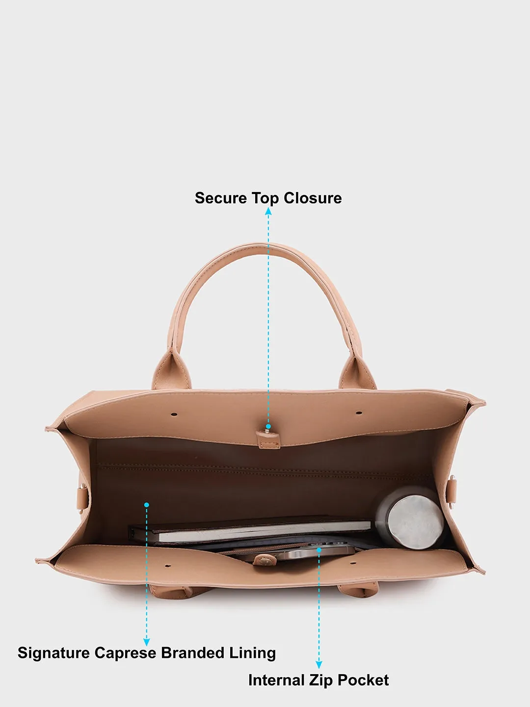 Caprese Pink Cloud Large Brown Tote Bag