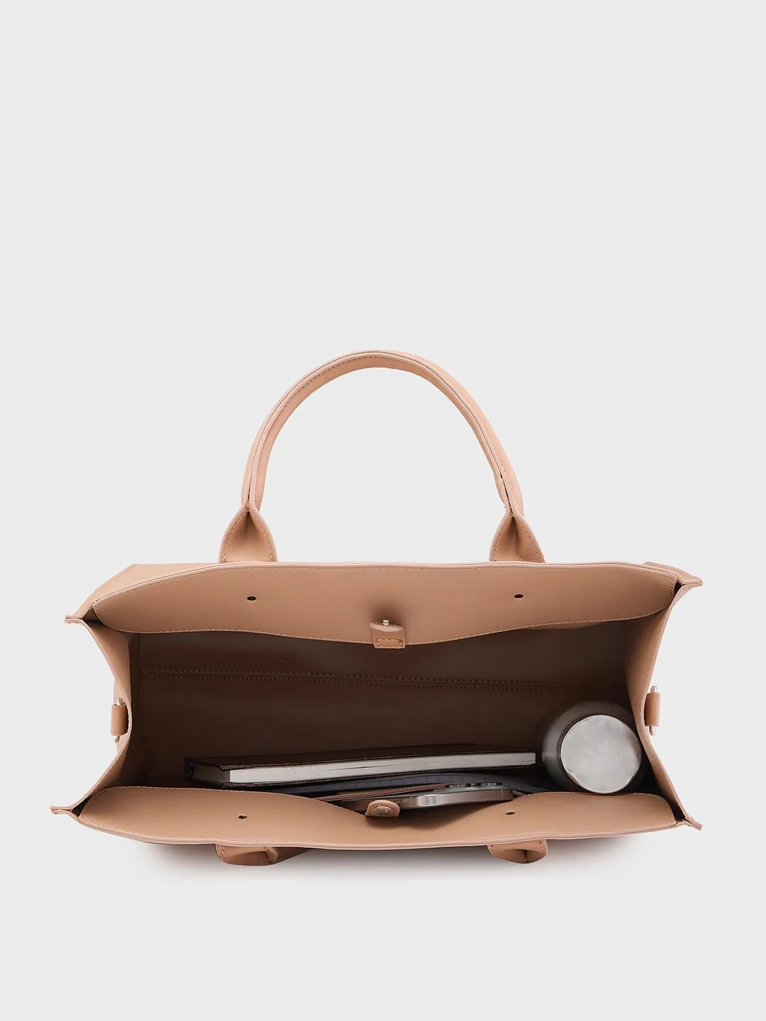 Caprese Pink Cloud Large Brown Tote Bag