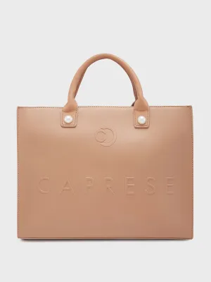Caprese Pink Cloud Large Brown Tote Bag