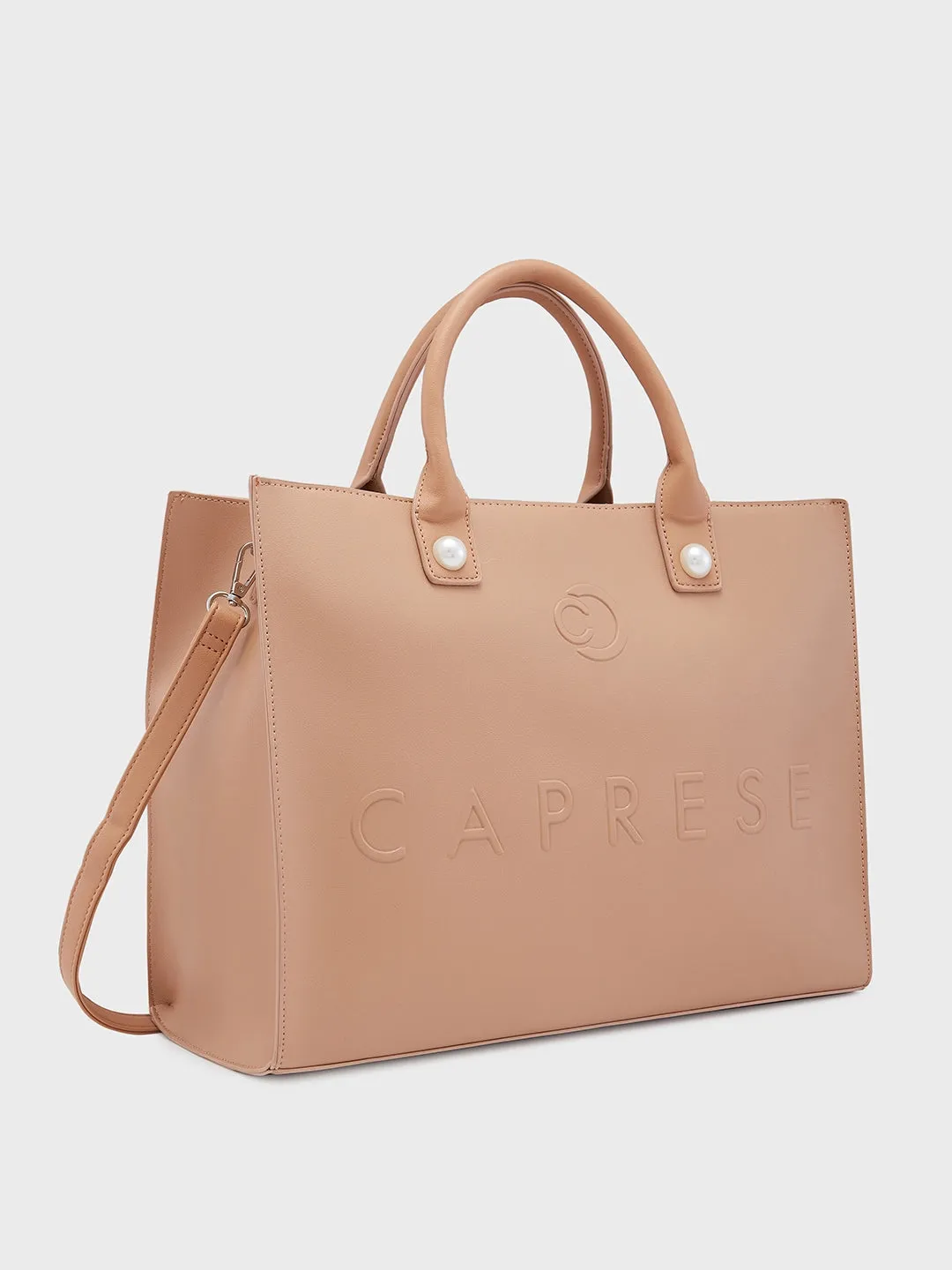 Caprese Pink Cloud Large Brown Tote Bag