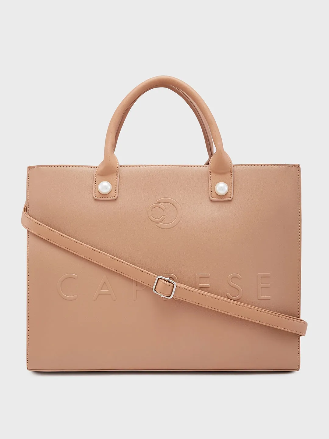 Caprese Pink Cloud Large Brown Tote Bag