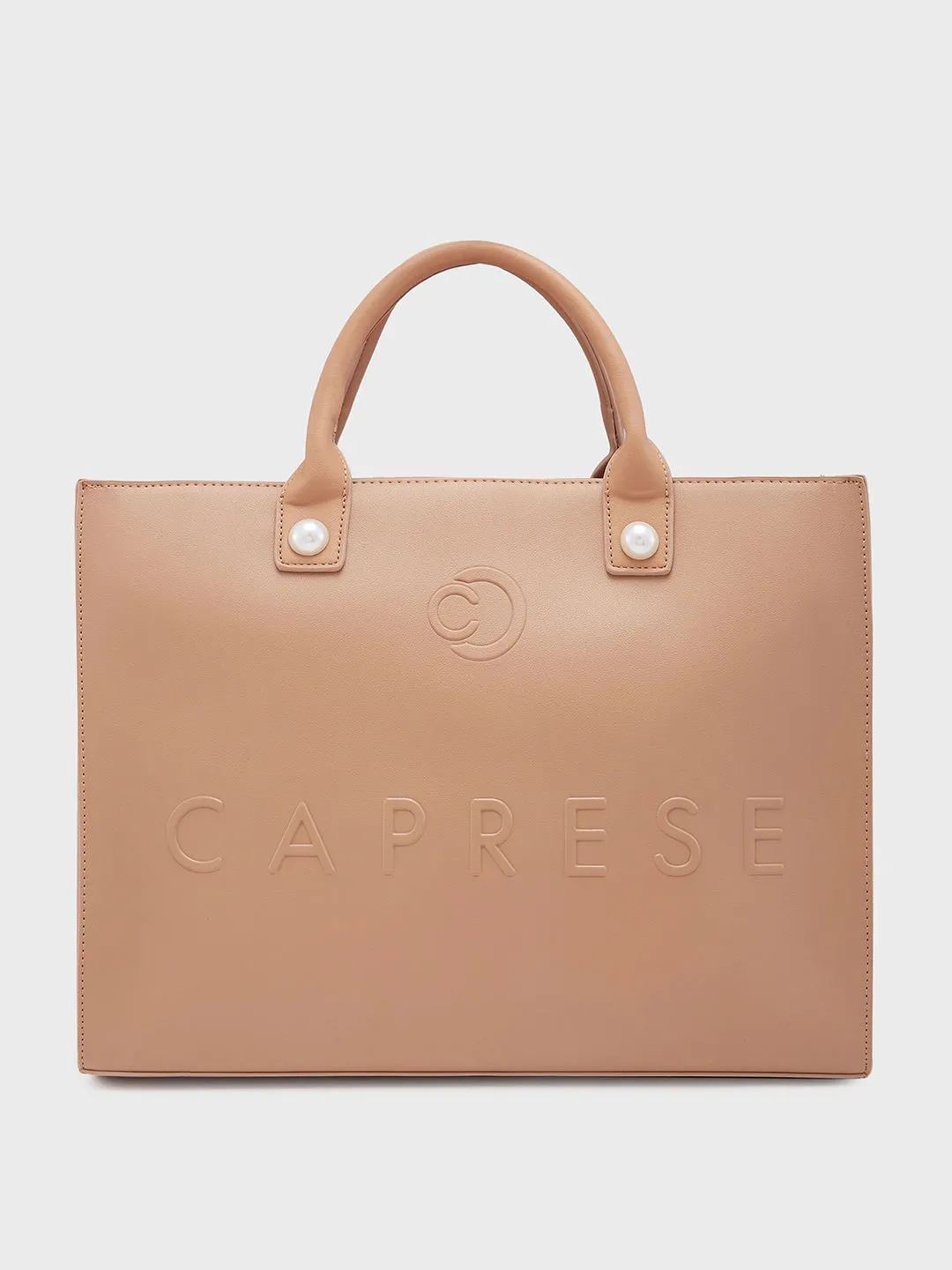Caprese Pink Cloud Large Brown Tote Bag