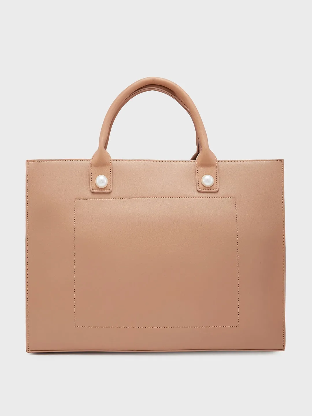 Caprese Pink Cloud Large Brown Tote Bag
