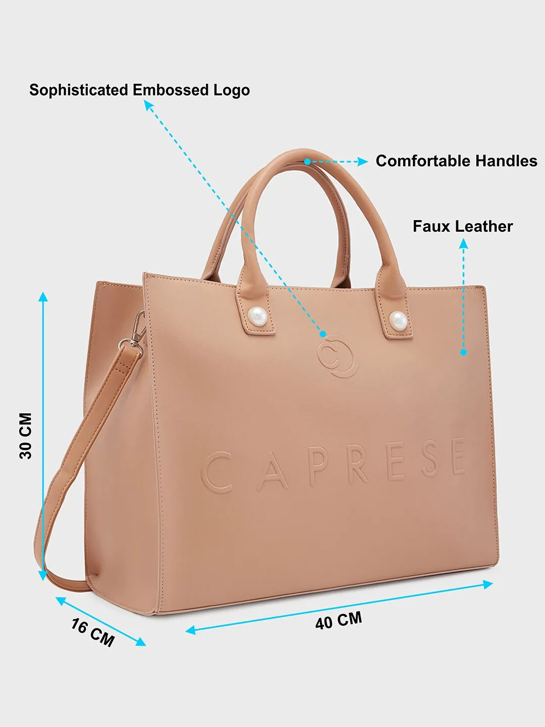 Caprese Pink Cloud Large Brown Tote Bag