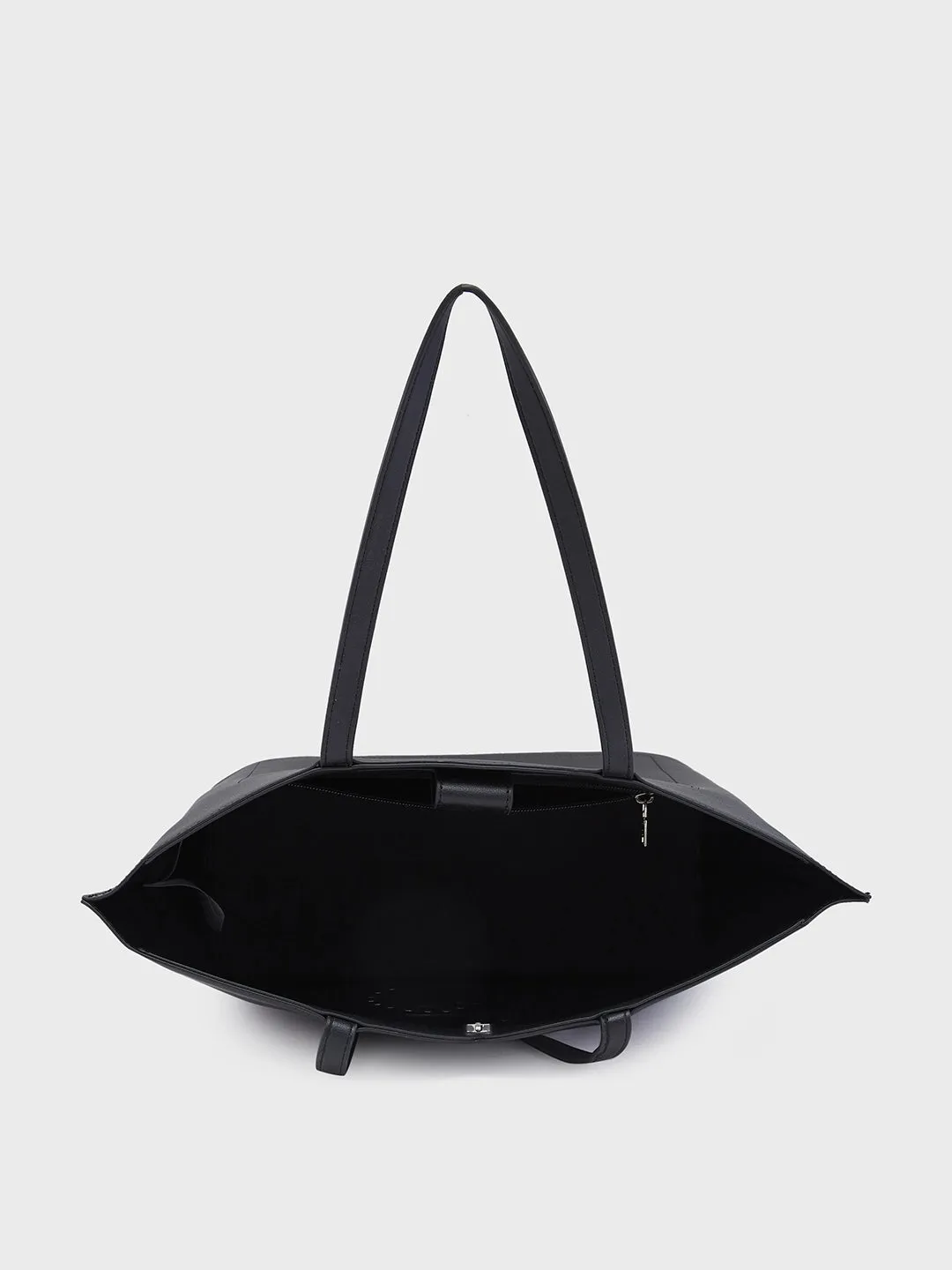 Caprese Pink Cloud Medium Black Tote Bag