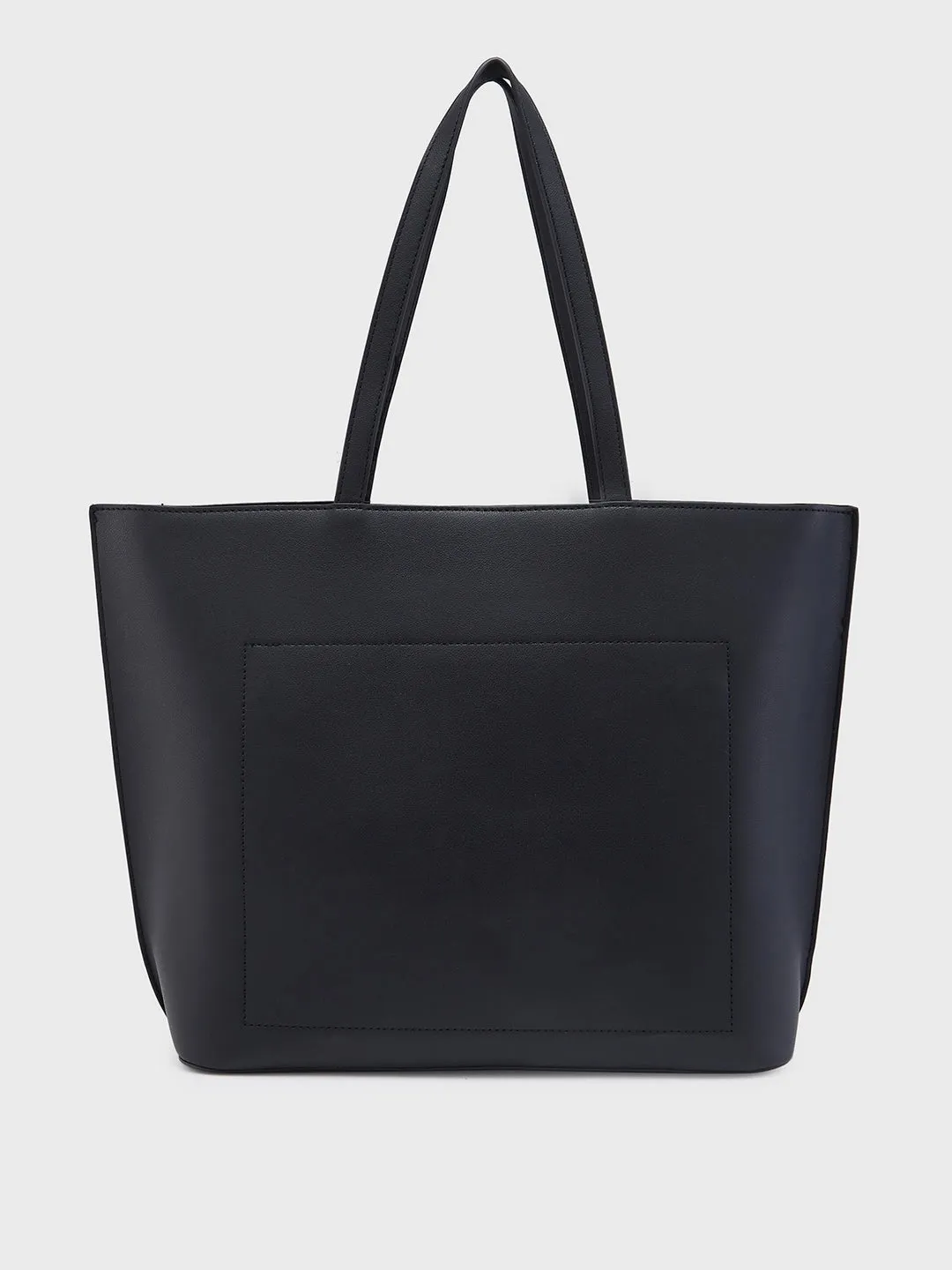 Caprese Pink Cloud Medium Black Tote Bag