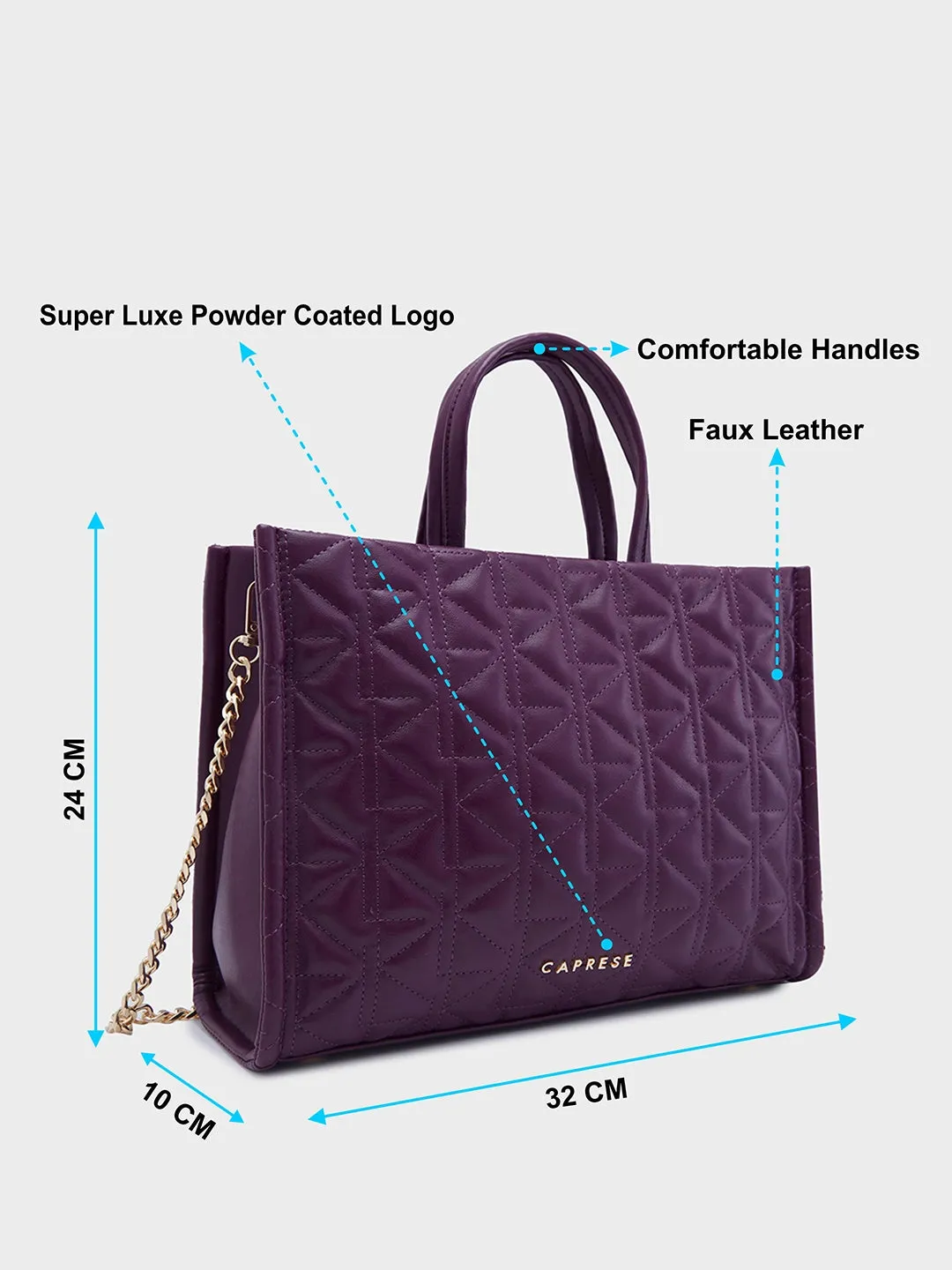 Caprese Ritva Medium Violet Tote Bag