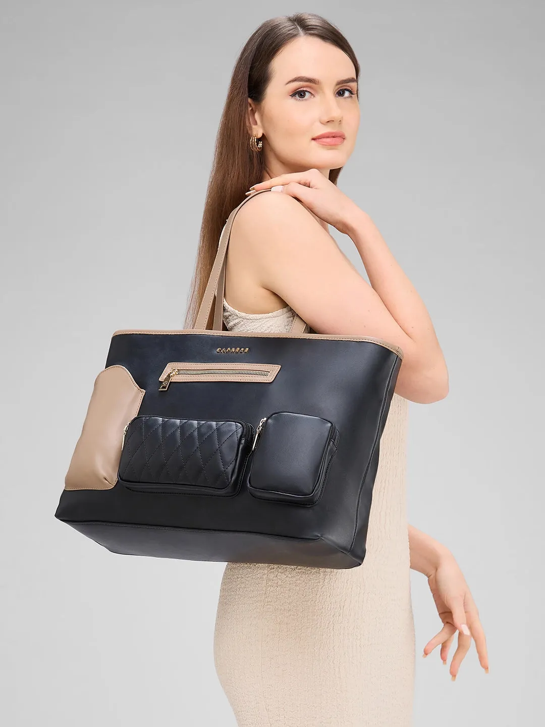 Caprese Roberta Large Black Tote Bag