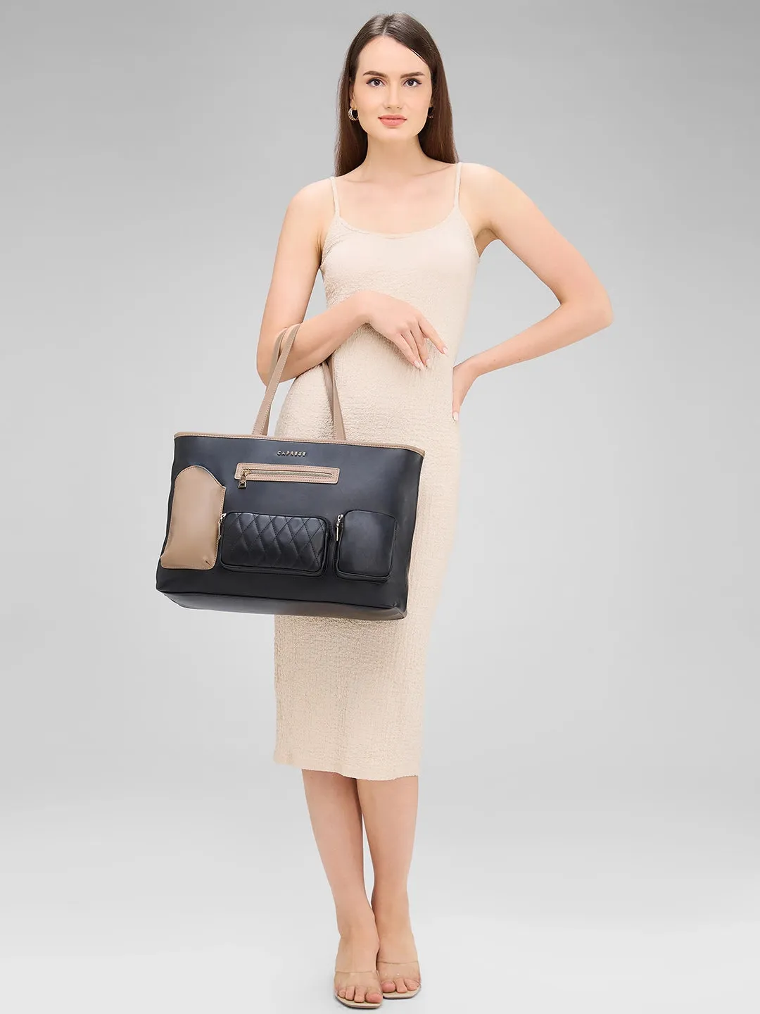 Caprese Roberta Large Black Tote Bag