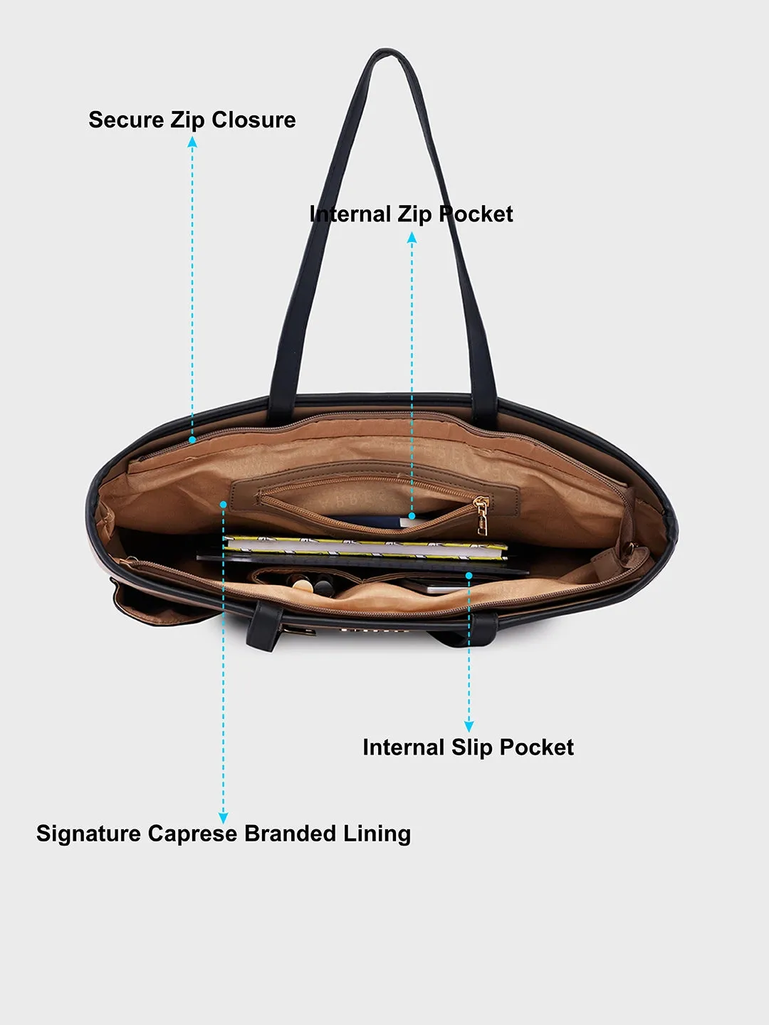 Caprese Roberta Large Taupe Tote Bag