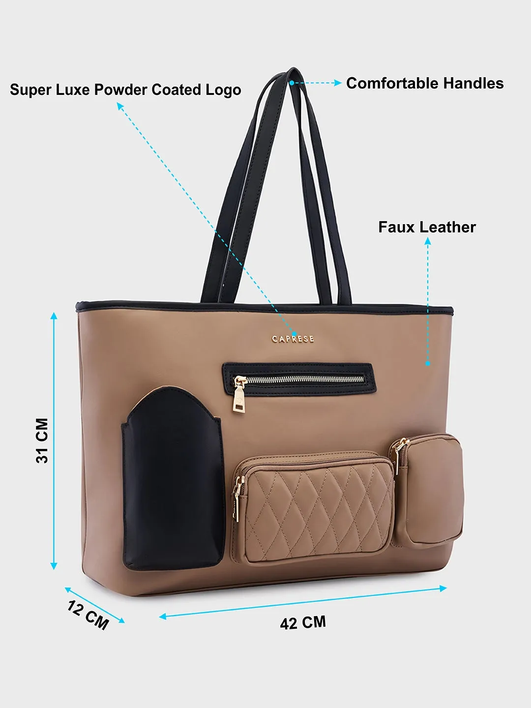 Caprese Roberta Large Taupe Tote Bag