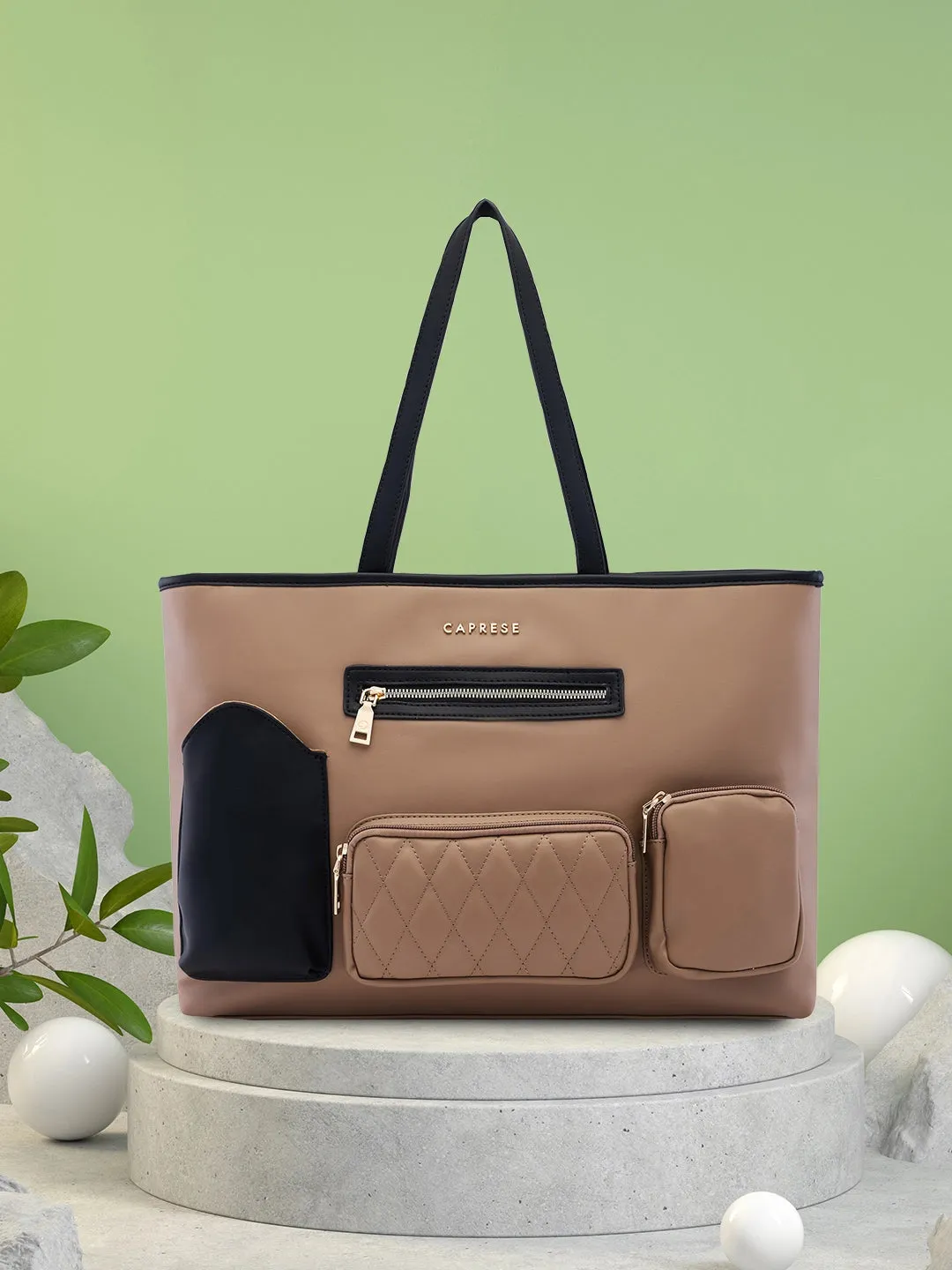 Caprese Roberta Large Taupe Tote Bag