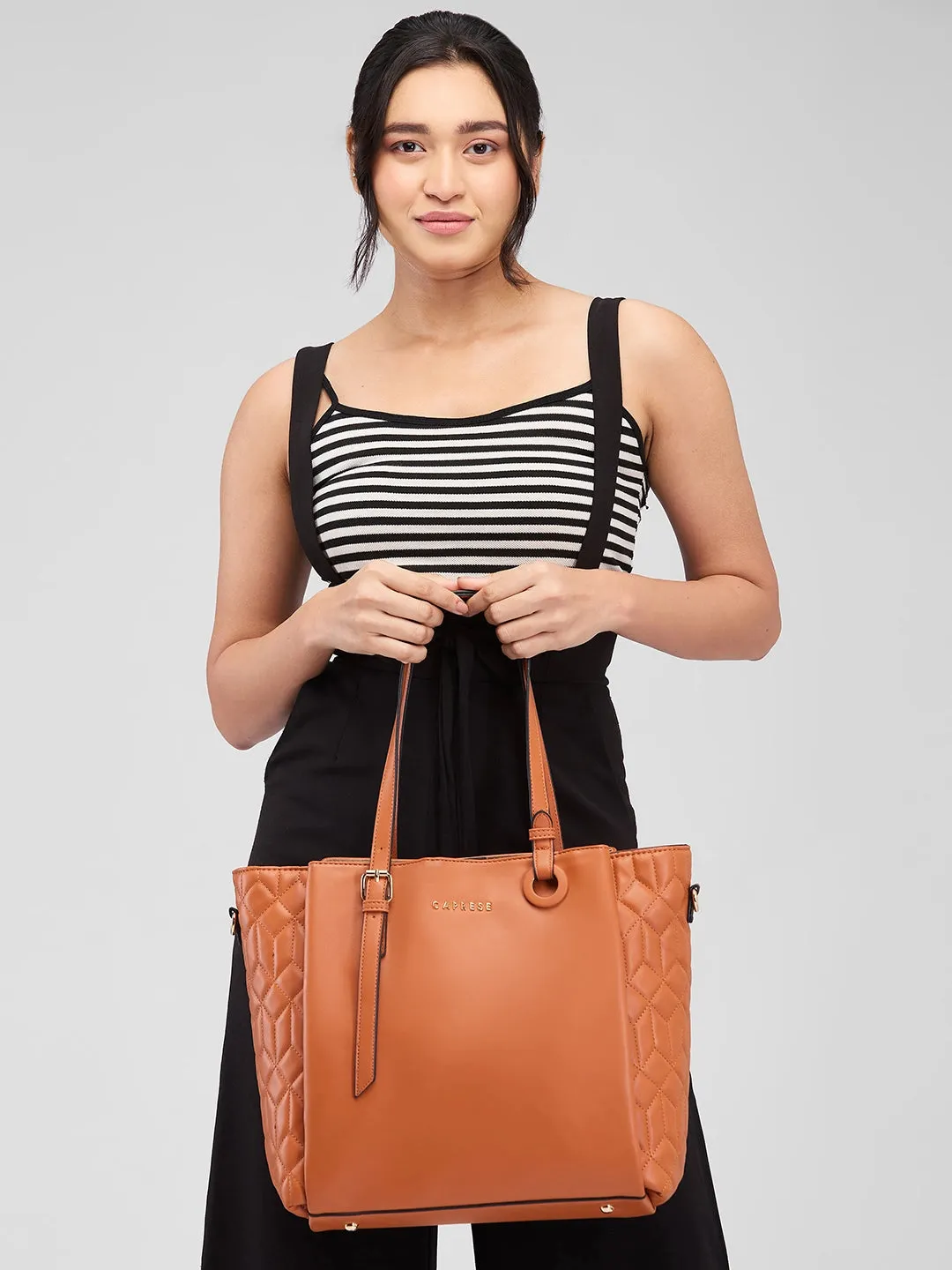 Caprese Sabrina Large Tan Tote Bag