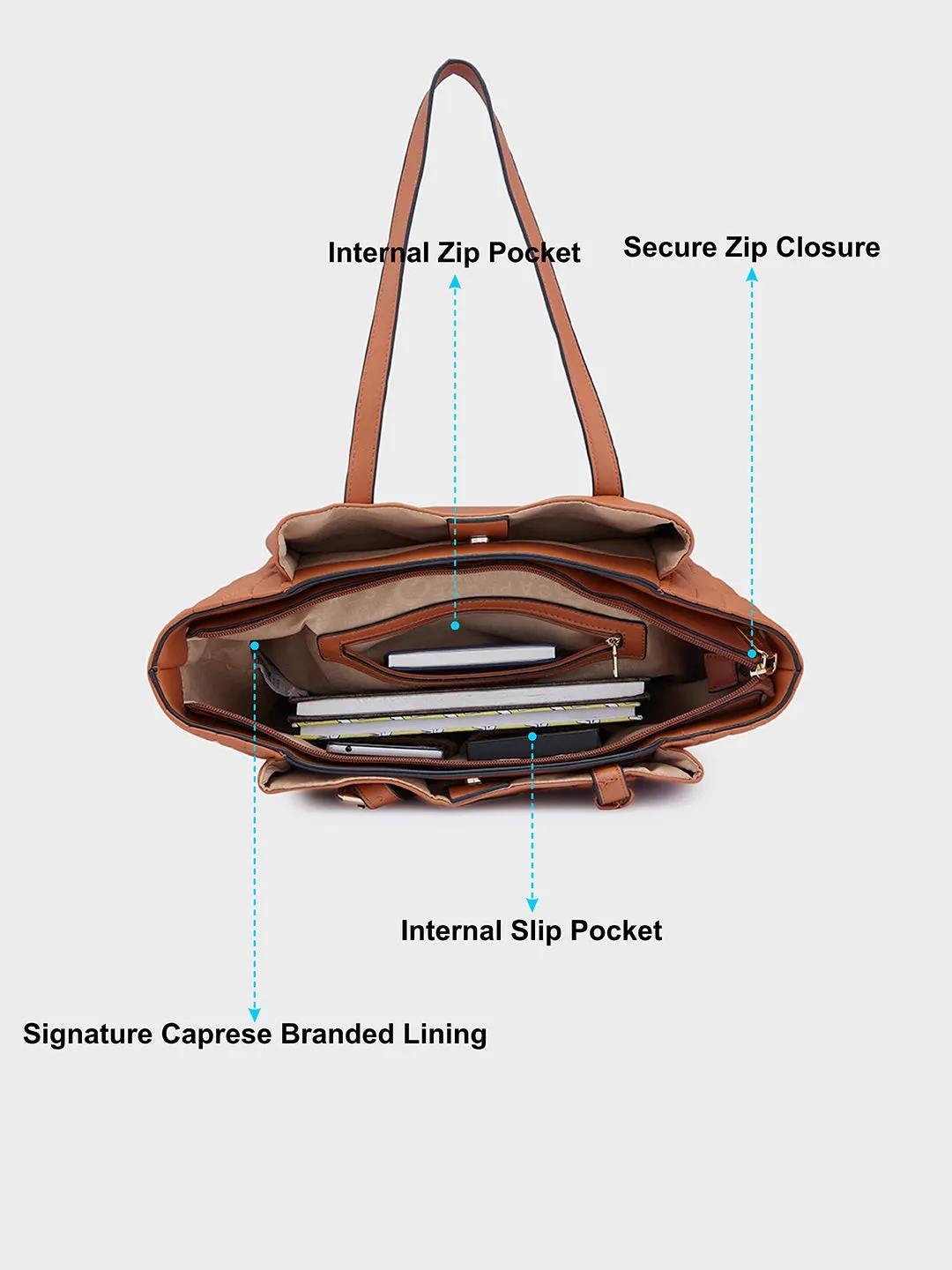 Caprese Sabrina Large Tan Tote Bag