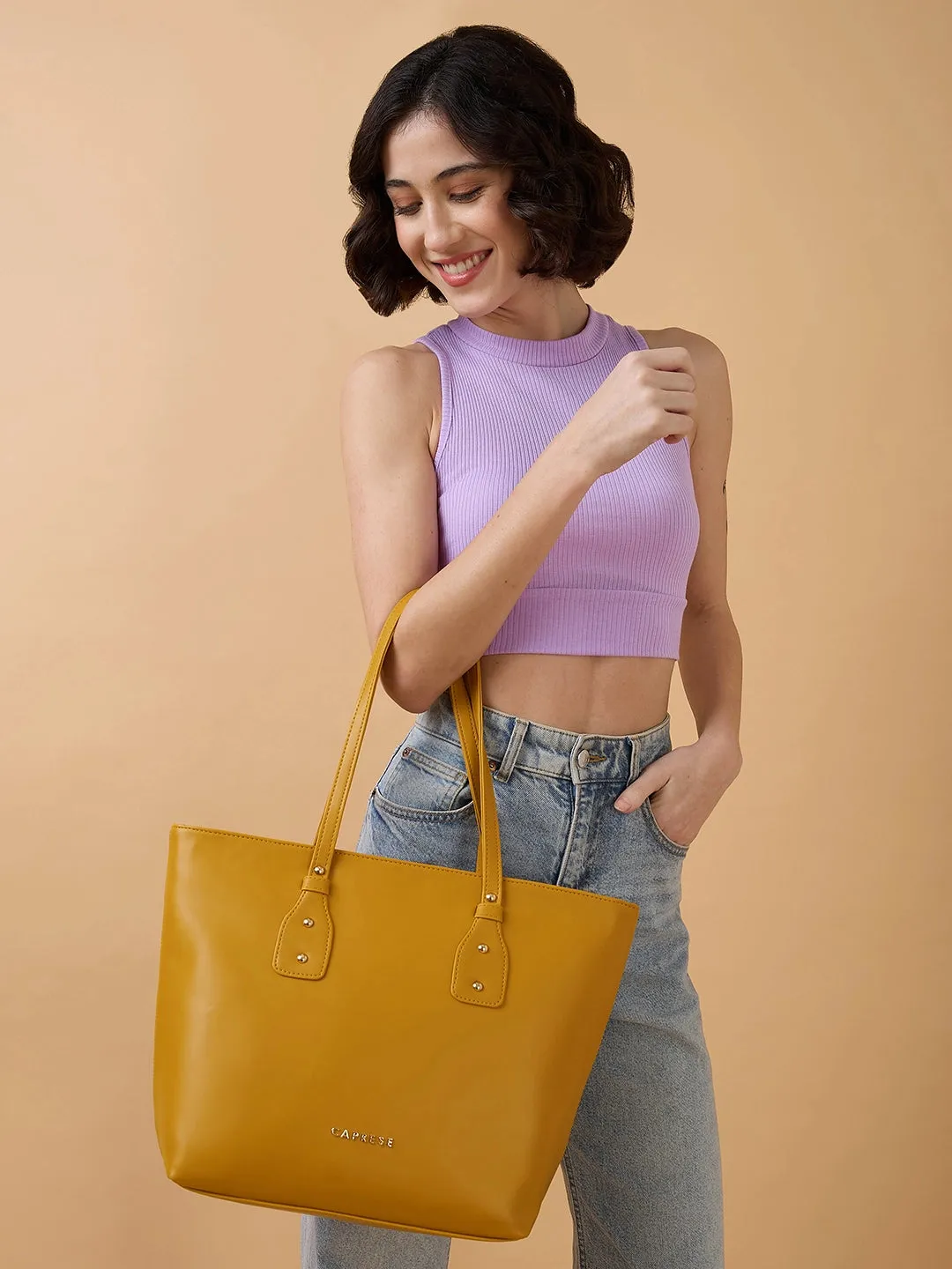 Caprese Salvo Medium Yellow Tote Bag