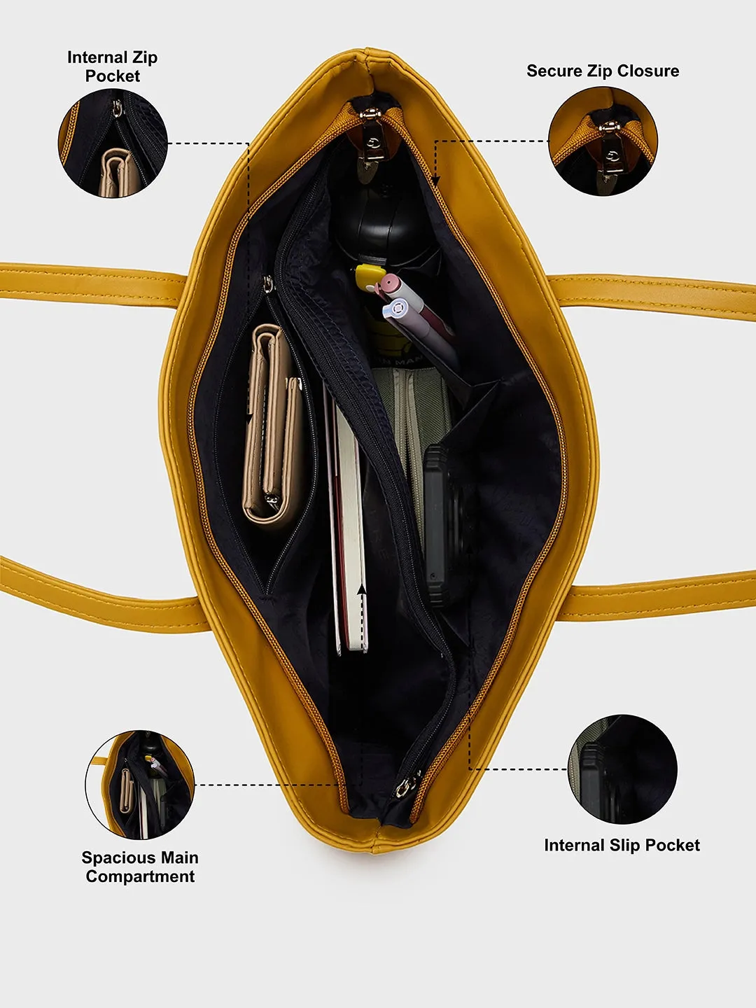Caprese Salvo Medium Yellow Tote Bag