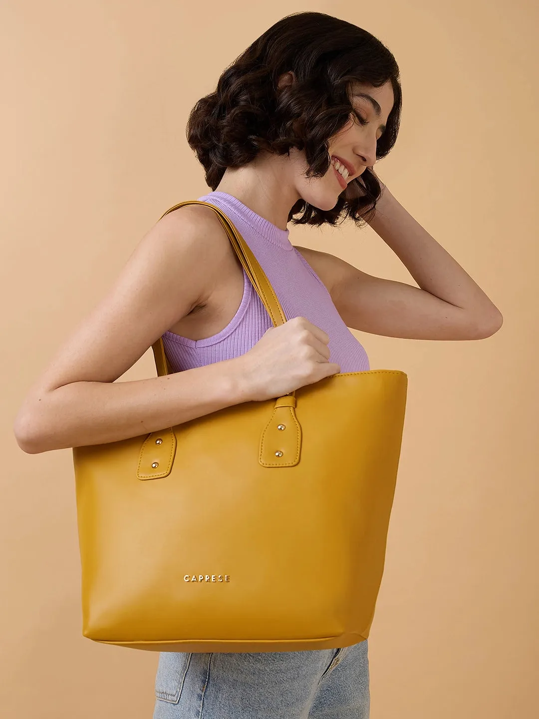 Caprese Salvo Medium Yellow Tote Bag