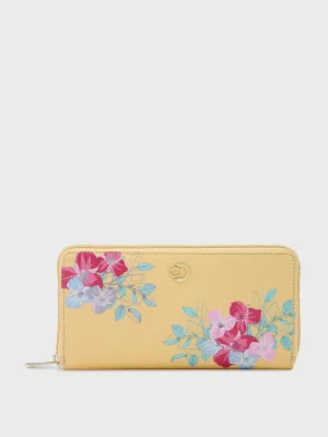 Caprese Shanaya Large Yellow Printed Zip Around Wallet