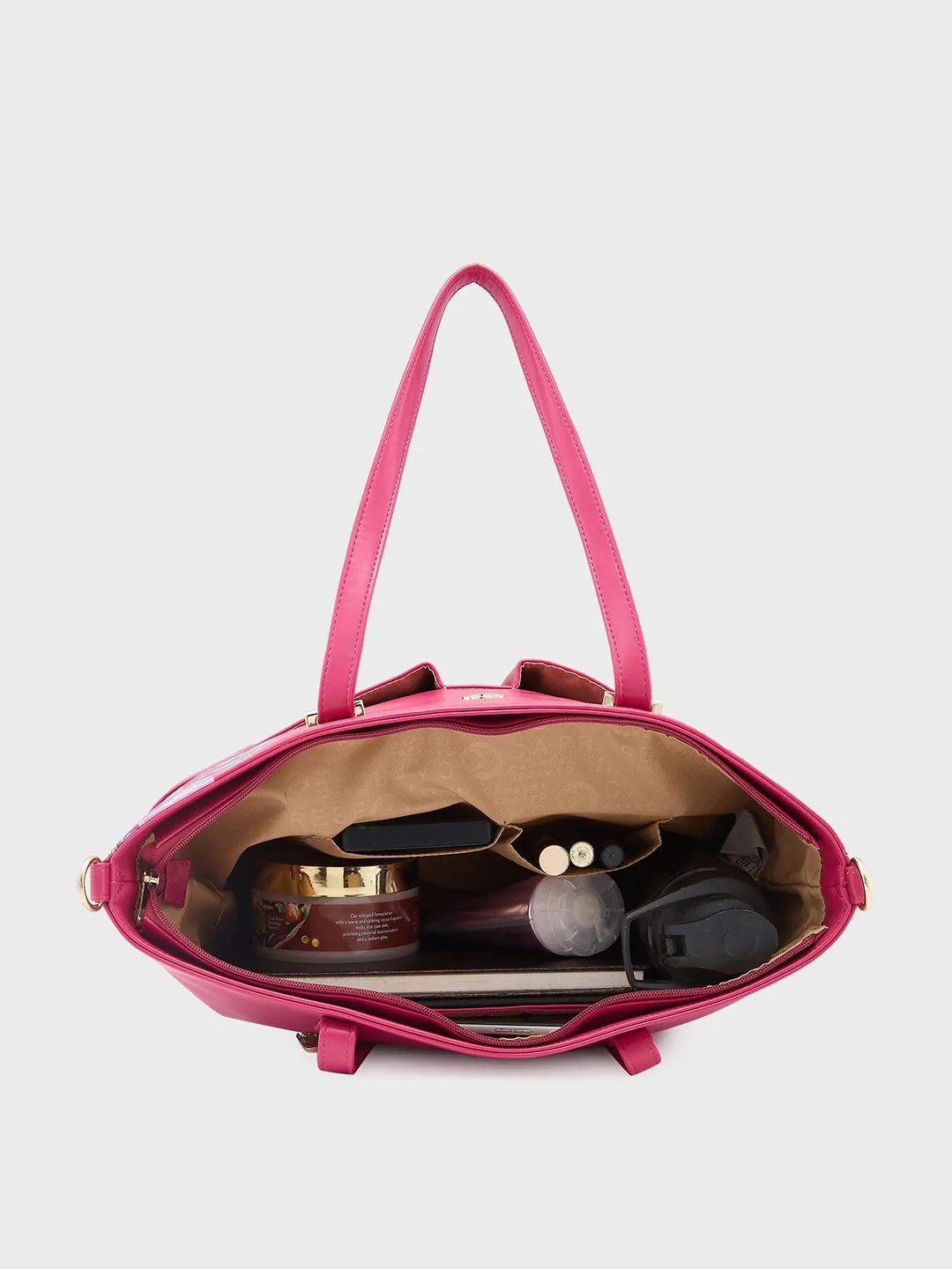Caprese Shanaya Printed Medium Burgundy Tote Bag